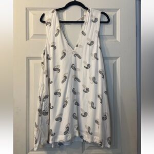 Free People Jager Women's White Paisley V-Neck Sleeveless Top